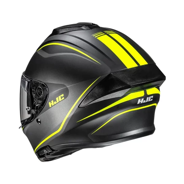 Casco HJC C71 Quez MC3HSF, vista trasera